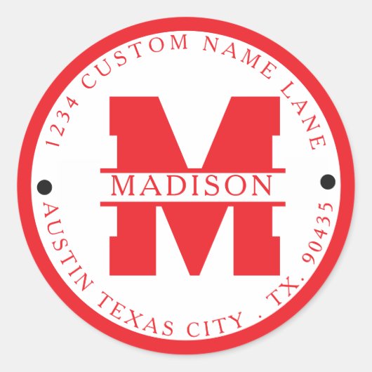 Circular address labels,monogram address labels runder aufkleber (Vorderseite)