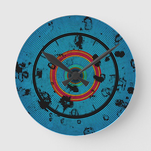 Circular Blue Abstrakt Pattern Runde Wanduhr (Vorderseite)