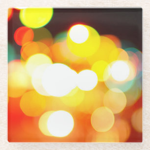Circular Bokeh: Abstraktes Weihnachtslicht Glasuntersetzer