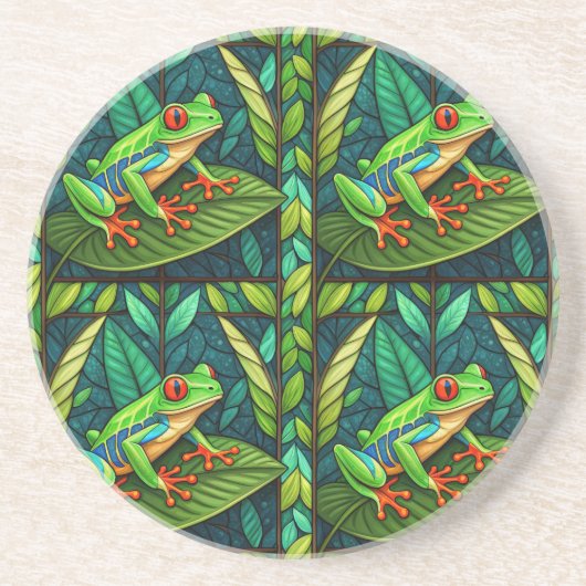 Circular coaster set with vibrant red-eyed tree getränkeuntersetzer (Vorne)