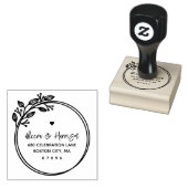 Circular Frame Floral Wedding Address Gummistempel (Stempel)