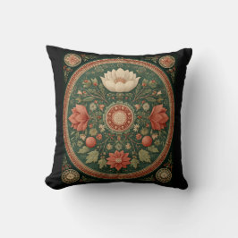 Circular Geometric Design, Forest Green, Kissen