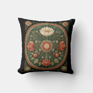 Circular Geometric Design, Forest Green, Kissen