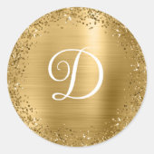 Circular Gold Glitzer and Foil Monogram Runder Aufkleber (Vorderseite)
