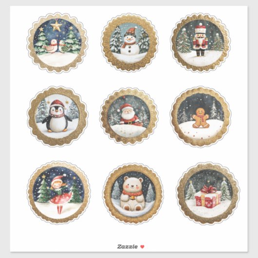 Circular Gold Weihnachtskleber und Umschlag Aufkle Aufkleber (Blatt)