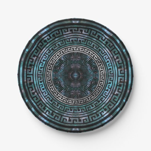 Circular Greek Meander Pattern - Greek Key Pappteller (Vorderseite)