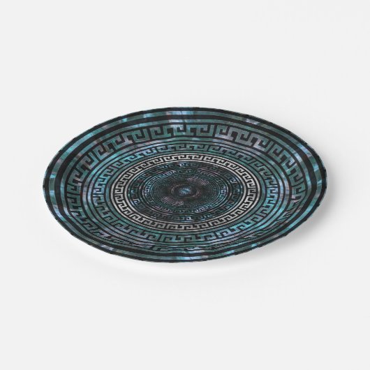Circular Greek Meander Pattern - Greek Key Pappteller (Schrägansicht)