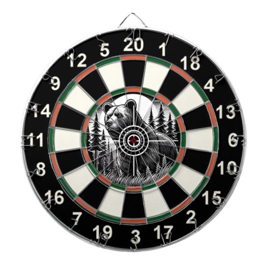 Circular Grizzy Bear Bullseye Art Dartscheibe (vorne)
