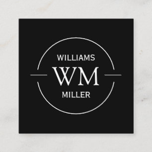 Circular Initial Modern Square Black-Business Card Quadratische Visitenkarte