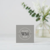 Circular Initial Modern Square Gray - Visitenkarte (Stehend Vorderseite)