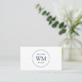 Circular Initials Modern Blue - Visitenkarte (Stehend Vorderseite)