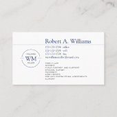 Circular Initials Modern Blue - Visitenkarte (Rückseite)