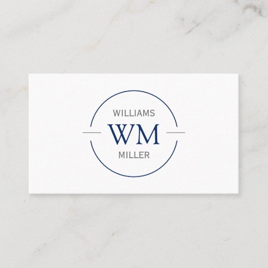 Circular Initials Modern Blue - Visitenkarte (Vorderseite)