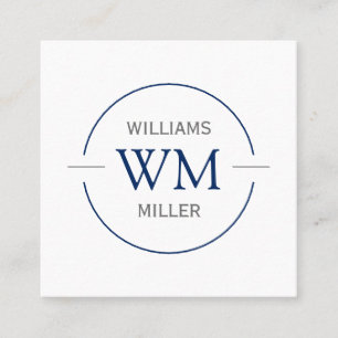 Circular Initials Modern Square Blue-Business Card Quadratische Visitenkarte