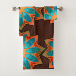 Circular Kaleidoskop in einer Mischung aus Woody u Badhandtuch Set