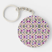 Circular keychain with a floral pattern schlüsselanhänger (Vorderseite)