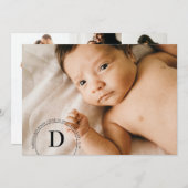 Circular Monogram Foto Birth Announcement Card Einladung (Vorne/Hinten)