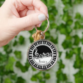 Circular Piano Keys and Jumbled Music Notes Schlüsselanhänger (Hand)