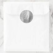 Circular Silver Glitzer and Foil Monogram Runder Aufkleber (Tasche)
