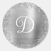 Circular Silver Glitzer and Foil Monogram