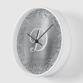 Circular Silver Glitzer and Foil Monogram Uhr (Winkel)