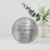 Circular Silver Glitzer Foil 50. Geburtstag Einladung (Stehend Vorderseite)