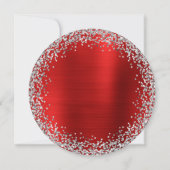 Circular Silver Glitzer Red Foil 50. Geburtstag Einladung (Rückseite)