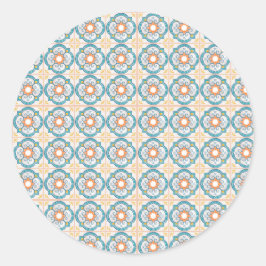 Circular tile design featuring intricate floral  runder aufkleber