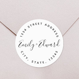 Circular Wedding Address Calligraphy Couple Names Runder Aufkleber