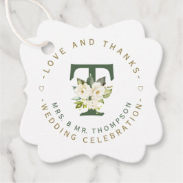 Circular Wedding White Floral Monogram Geschenkanhänger