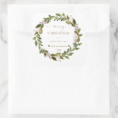 Circular Winter Berries Green Foliage Weihnachten Quadratischer Aufkleber (Tasche)