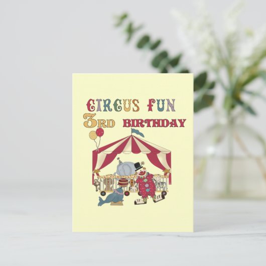 Circus 3. Geburtstagsgeschenke Postkarte (Stehend Vorderseite)
