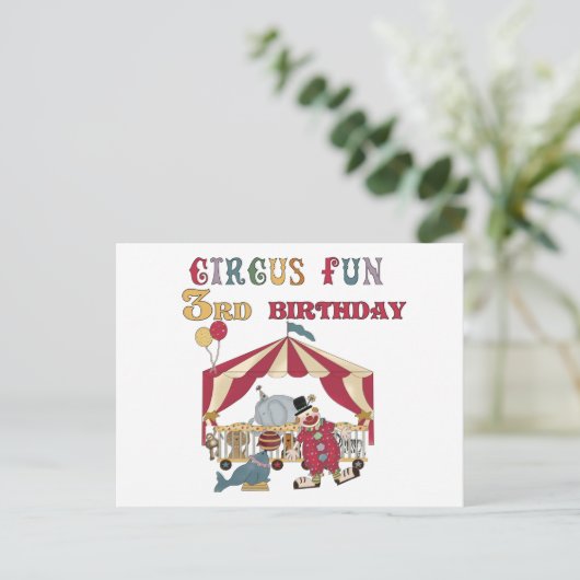 Circus 3. Geburtstagsgeschenke Postkarte (Stehend Vorderseite)