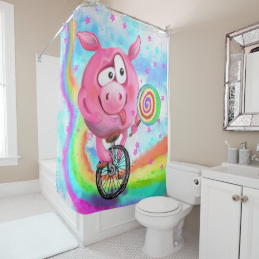 Circus Acrobat Pig Funny Duschvorhang (Beispiel)