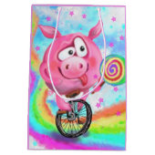 Circus Acrobat Pig Gift Bag Funny Mittlere Geschenktüte (Rückseite)