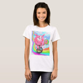 Circus Acrobat Piggy Cyclist mit Lollipop T - Shir T-Shirt (Vorne ganz)