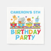 Circus Animal Train Niedlich Kids Name Birthday Pa Serviette (Vorderseite)