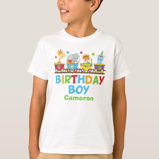 Circus Animal Train Niedliche Custom Birthday Boy T-Shirt (Vorderseite)