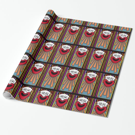 Circus Arts - Happy Clown and Stripes v2 Geschenkpapier (Ungerollt)