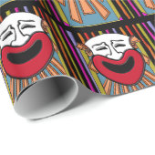 Circus Arts - Happy Clown and Stripes v2 Geschenkpapier (Rolleneckpunkt)