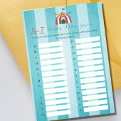 Circus Baby Dusche Alphabet Party Game Card Einladung