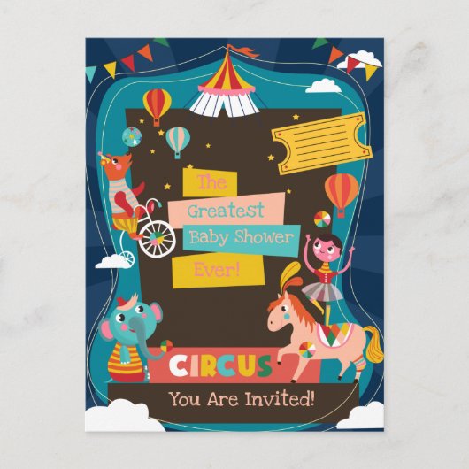 Circus Baby Dusche Einladung (Vorderseite)