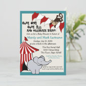 Circus Baby Dusche Einladung (Stehend Vorderseite)