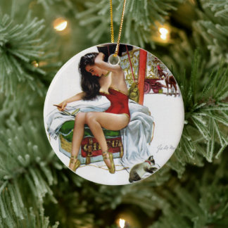Circus Beauty Vintage Kunst Button-Up Girl Keramik Ornament