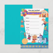 CIRCUS BIRTHDAY BOY PARTY EINLADUNG (Vorne/Hinten)