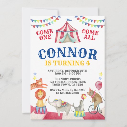 Circus Birthday Einladung (Vorderseite)