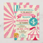 Circus Birthday Einladung Girl Karneval Einladung (Vorne/Hinten)