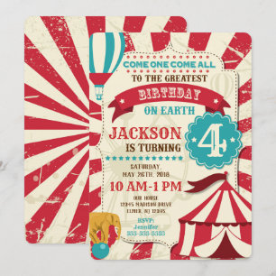 Circus Birthday Einladung Vintage Karneval Thema