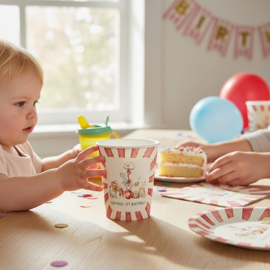 Circus Birthday Elephant Lion Juggler Watercolor  Pappbecher