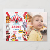 Circus Birthday Foto Einladung (Vorderseite)